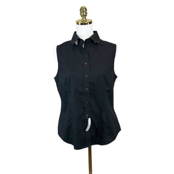 Brooks Brothers Tops - NWT Brooks Brothers black button front sleeveless fitted shirt size 10